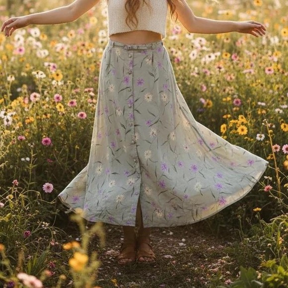 Sag Harbor Dresses & Skirts - Vintage Sag Harbor Floral Belted Midi Skirt, Medium